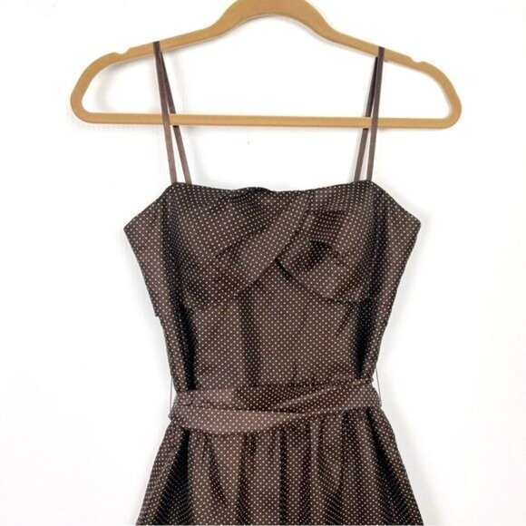 BCBG Paris Brown/white polka dot pleated dress size 8 - Picture 4 of 8